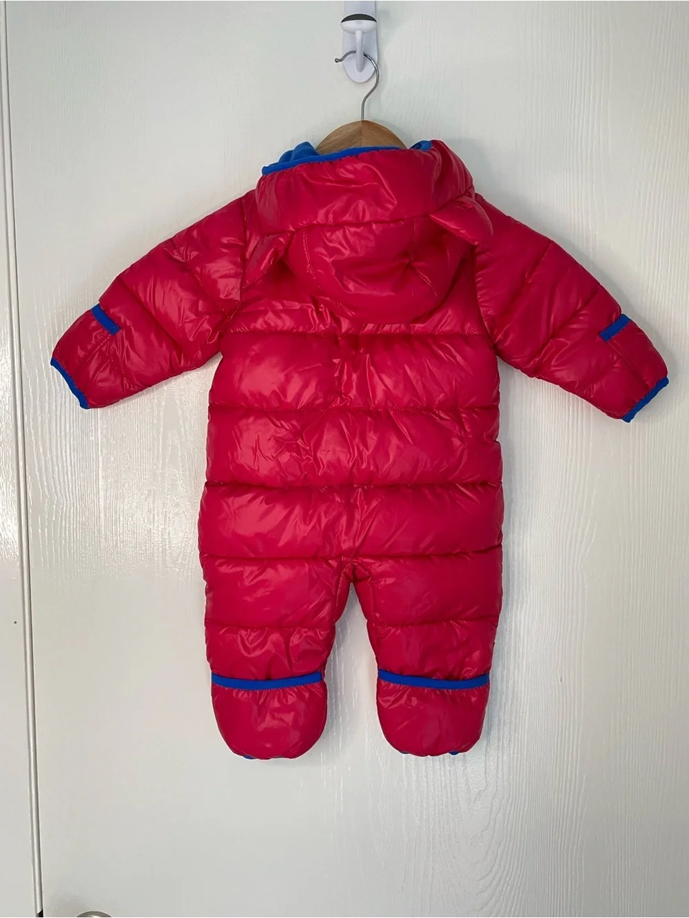 Toys R Us Baby 0-6M Red Puffer Snowsuit Bear Ear Hood